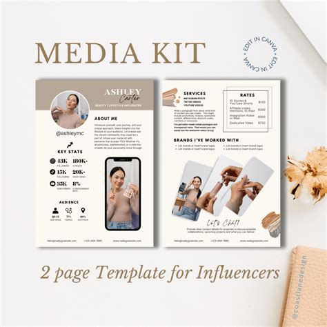 Influencer Media Kit Canva Template Ugc Beauty