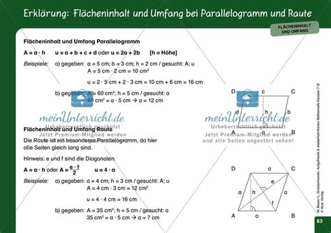 Flächeninhalt und Umfang meinUnterricht