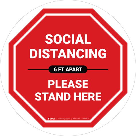 Social Distancing Please Stand Here 6 Ft Apart Stop Circular Floor Sign