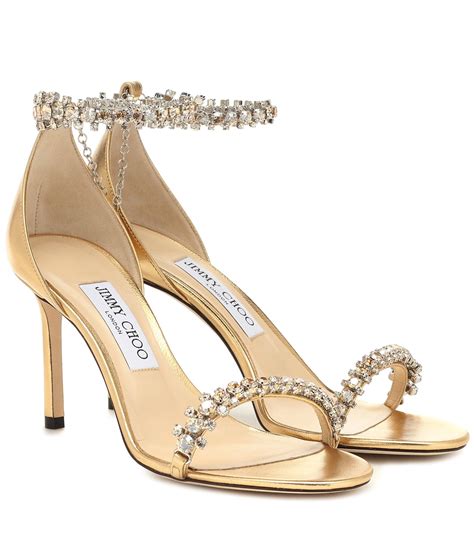 Jimmy Choo Shiloh 100 Gold Leather Sandals In Metallic Save 31 Lyst