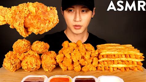 Asmr Spicy Fried Chicken Fried Shrimp And Fries Mukbang No Talking