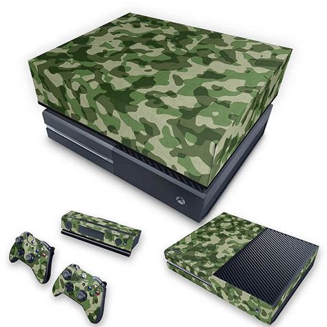 Kit Xbox One Fat Skin E Capa Anti Poeira Camuflado Verde Pop Arte Skins