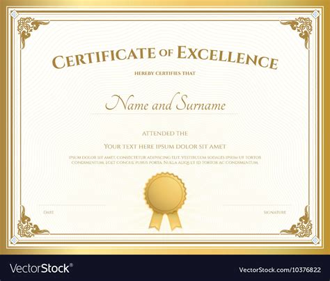 Certificate Of Excellence Template FREE 23 Blank Award Certificates