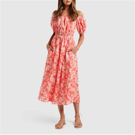 Forever New Milan Bardot Linen Dress