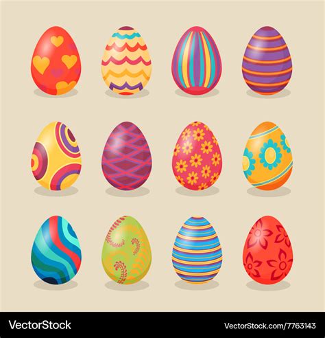 Set Of Easter Eggs Design Flat Royalty Free Vector Image