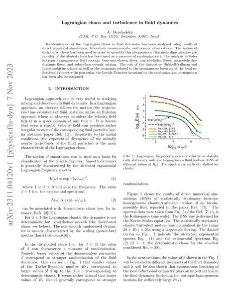 (PDF) Lagrangian chaos and turbulence in fluid dynamics