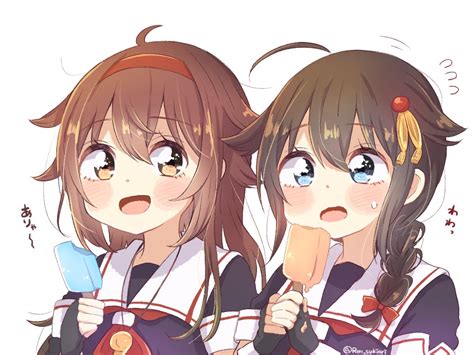 時雨 艦これ 時雨改二 白露 艦これ 「アイスを食べる白露さんと時雨さん 」 れんくんのイラスト