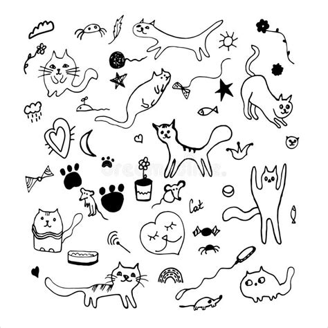 Garabato Vectorial De Gatos Un Gran Conjunto De Gatitos Graciosos