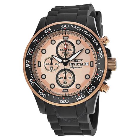 Invicta Signature Ii Chronograph Rose Gold Tone Dial Mens Watch 7374