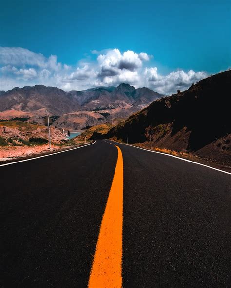 Road Mountains Marking Asphalt Sky Hd Phone Wallpaper Peakpx