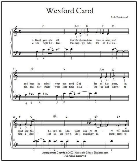 Wexford Carol Lyrics And Sheet Music New Beginner And Lead Sheet Versions