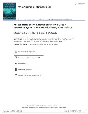 Fillable Online Assessment Of The Linefishery In Two Urban Estuarine