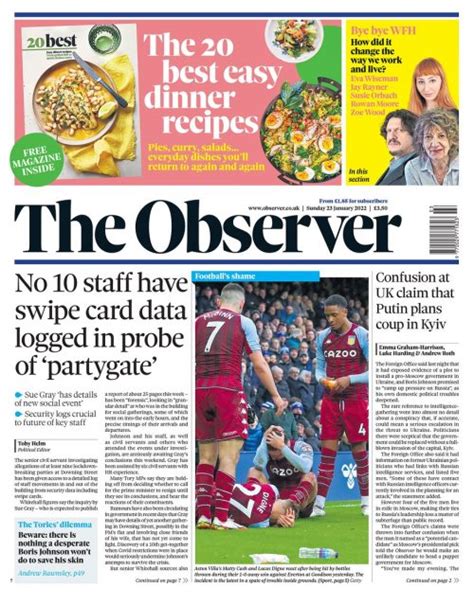 Observer Front Page 23rd Of January 2022 Tomorrow S Papers Today