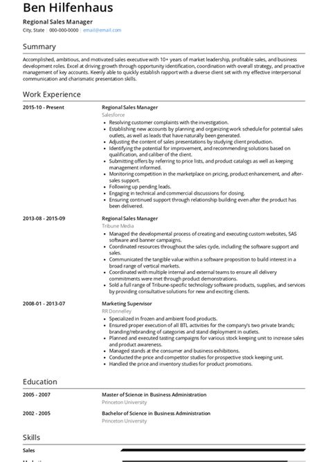 Regional Sales Manager Resume Samples And Templates Visualcv