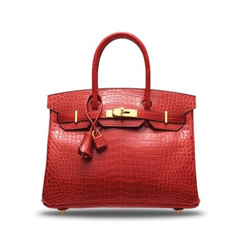 Shiny Sanguine Porosus Crocodile Birkin With Gold Hardware Herm S