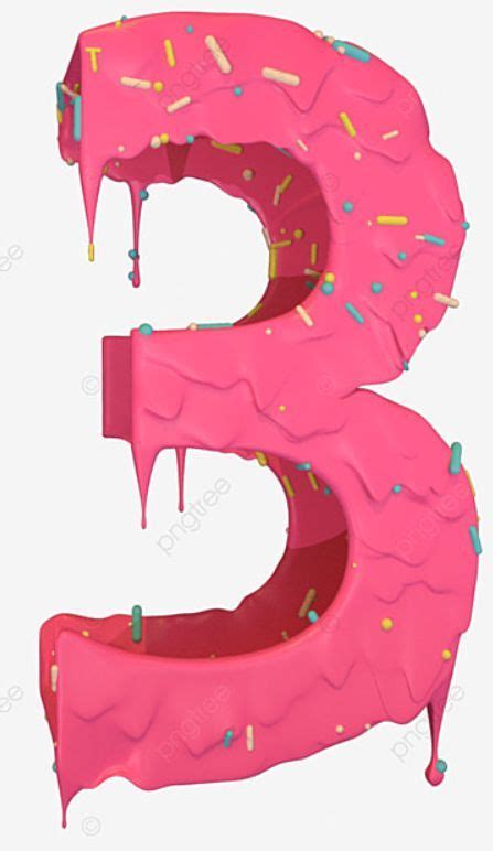 Melted Numbers 3d Vector 3d Melted Strawberry Jam Number 3 Strawberry