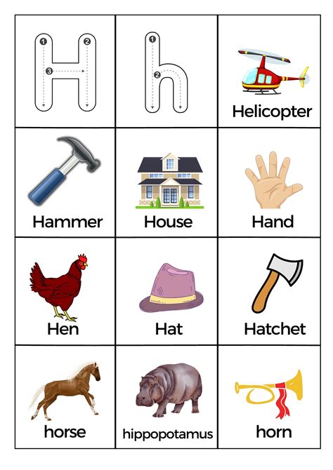 What Starts With Letter H Words Worksheets Printable Pdf