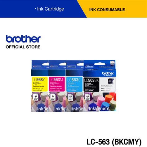 Brother Set Lc 563 Bkcmy ตลับหมึก สีดำสีฟ้าสีชมพูสีเหลือง สำหรับเครื่องอิงค์เจ็ทรุ่น Mfc