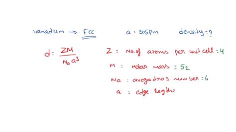 Solved Vanadium Crystallizes In A Face Centered Cubic Lattice And