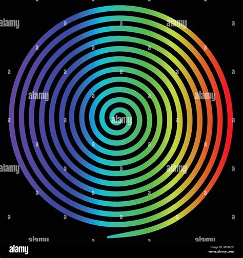 Rainbow Round Abstract Vortex Hypnotic Spiral Vector Illustration