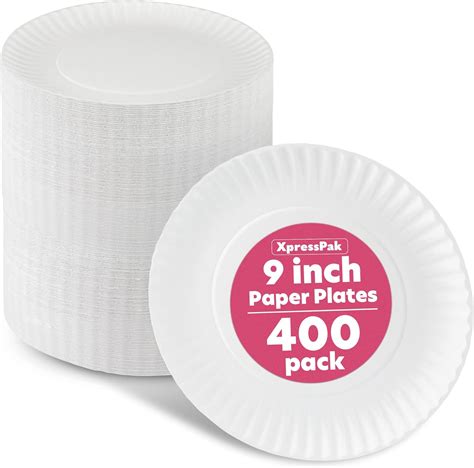 Amazon XpressPak Bulk Paper Plates 400 Pack 9 Inch Round