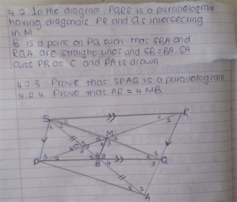 Solved In The Diagram PaRs Is A Parallelogram Having Diagonals PR And