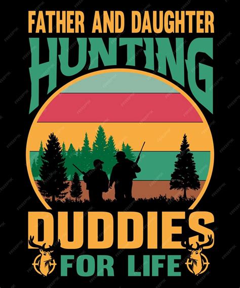 Premium Vector Father And Daughter Hunting T Shirt Design Graphic