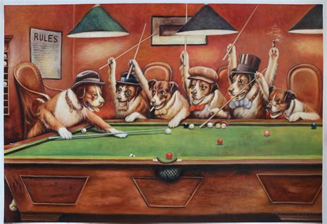 Dogs Playing Pool Cassius Marcellus Coolidge Paintings Dogs Playing