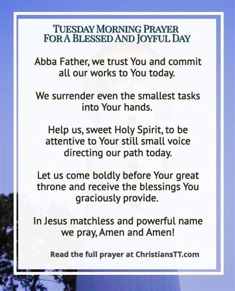 7 Uplifting Tuesday Morning Prayers For A Joyful Day Christianstt