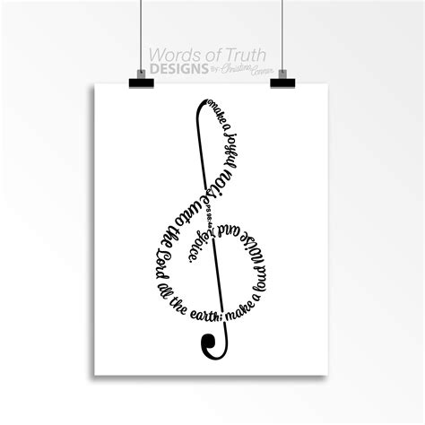 Printable Music Treble Clef Psalm 98 Scripture Bible Verse Etsy