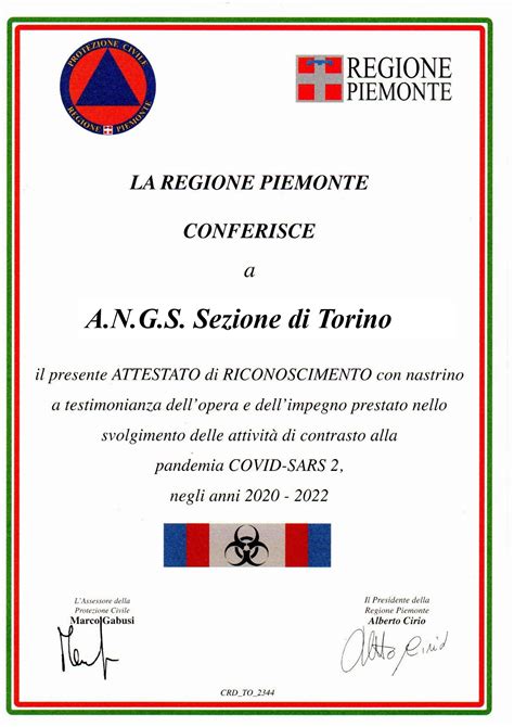 SEZIONE ANGS DI TORINO ISCRITTA ELENCO TERRITORIALE VOLONTARIATO