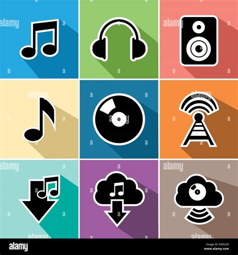 Music flat icons set illustration Stock Vector Image & Art - Alamy