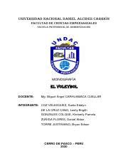 Monograf A Voleyball Pdf Universidad Nacional Daniel Alcides Carri N