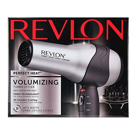 Revlon Turbo Hair Dryer 1875 Watts Of Maximum Shine Fast Dry Silver