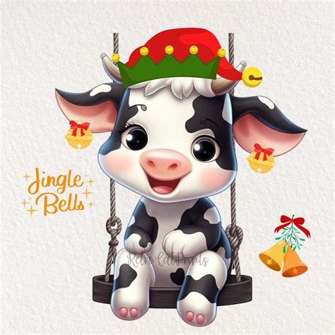 Cute Christmas Cow Clipart Christmas Baby Cow Png Baby Christmas Cow