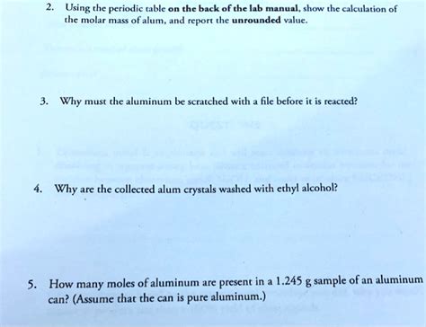 SOLVED Using The Periodic Table On The Back Ofthc Lab Manual Show The