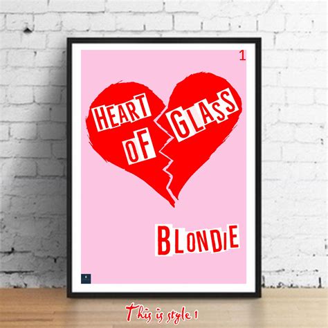 Heart Of Glass Lyrics Print Blondie Inspired Music Poster Etsy Uk