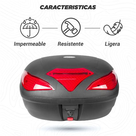 Motometa Detalles Caja Porta Equipaje Para Motocicleta 43L Negra Con