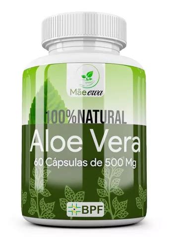 Aloe Vera 60 Cápsulas 500mg 1 Frasco 100 Puro Babosa Parcelamento