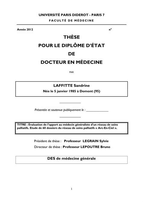 Pdf Th Se Pour Le Dipl Me D Tat Bichat Larib Universit