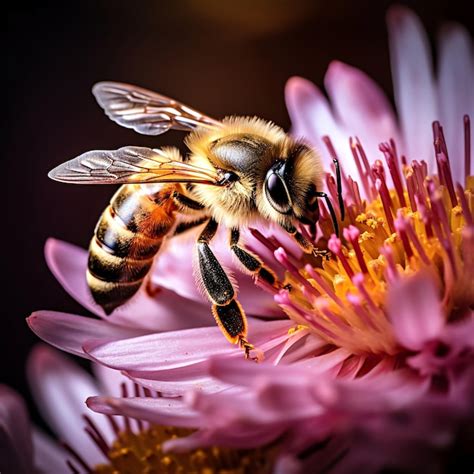 Premium Photo Closeup Shot Of A Bee Collecting Nectar From A Flower