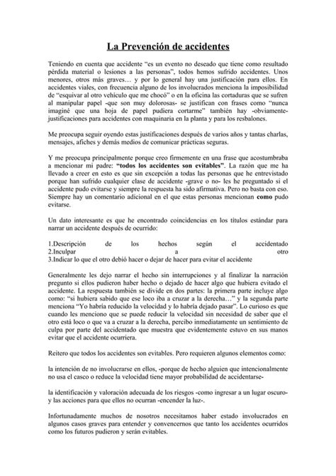 La Prevención De Accidentes Pdf