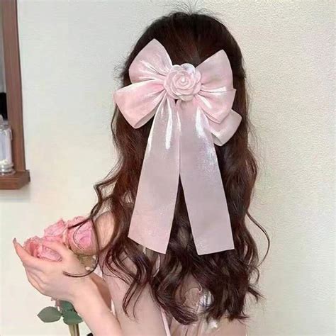 Pack Big Flower Pearl Bow Hair Clip Big Bowknot Camellia Hair