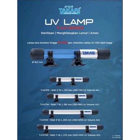 Jual Lampu Celup Uv Takari Watt Ultra Violet Submersible Lamp