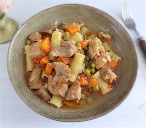 Pork Stew With Peas Carrot And Pasta Recipe Food From Portugal