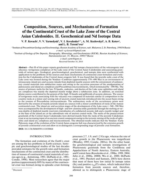 Pdf Composition Sources And Mechanisms Of Formation Of The