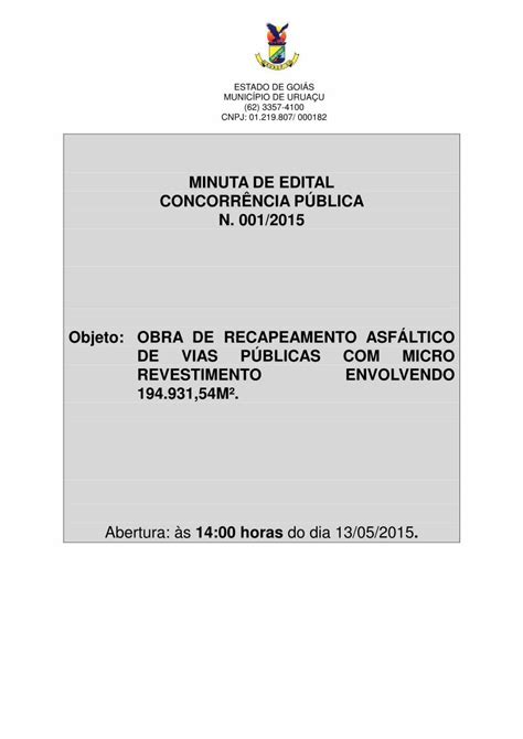 PDF MINUTA DE EDITAL CONCORRÊNCIA PÚBLICA MODELO DE DOCUMENTOS