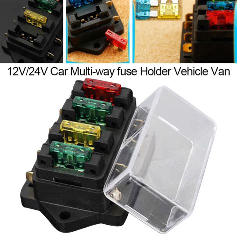 Car 4 Way Circuit Standard ATO Blade Fuse Box Block Holder 12V 24V 4