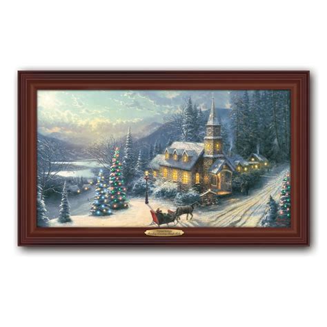 The Thomas Kinkade Illuminated Sleigh Ride Canvas Print Hammacher Schlemmer