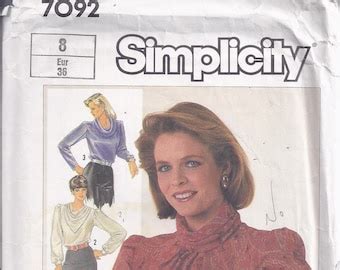 Vintage Simplicity Pattern Misses Blouses With Collar Variations